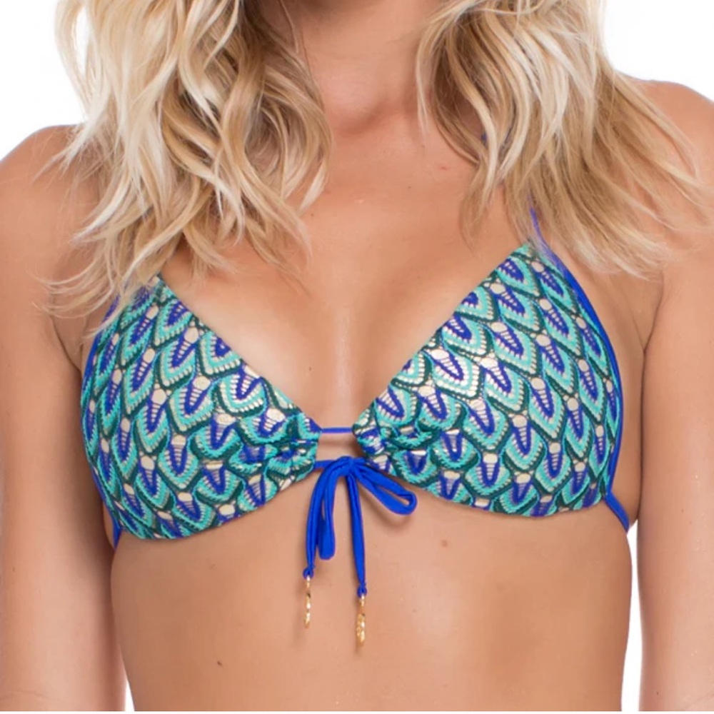 Lulifama Swim Blue Kiss - Molded Push Up Bandeau Halter Top